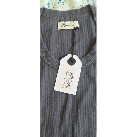 Rowan Dylan Knit Maxi Dress Faded Black Ribbed Side Slit American Made XS - Picture 4 of 10